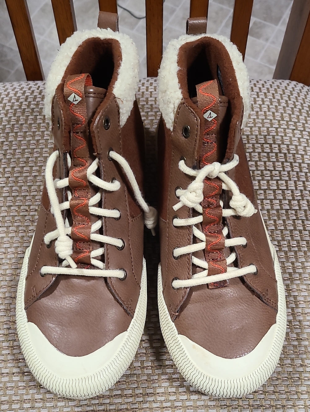 Sperry Women's Brown Sherpa Lined High Top Sneakers Lace Up Casual Shoes